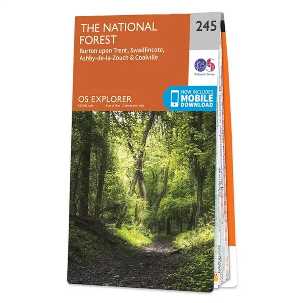 Ordnance Survey Explorer - 245 The National Forest (Burton Upon Trent, Swadlincote & Coalville) - Sheet 245 Standard