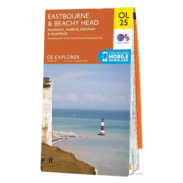 Ordnance Survey Explorer - OL25 Eastbourne & Beach Head (Newhaven, Seaford, Halisham, & Heathfield) - Sheet OL25 Standard