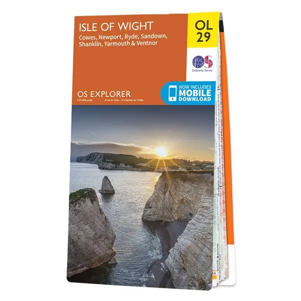 Ordnance Survey Explorer - OL29 Isle of Wight (Cowes, Newport, Ryde, Sandown, Shanklin, Yarmouth, Ventnor) - Sheet OL29 Standard
