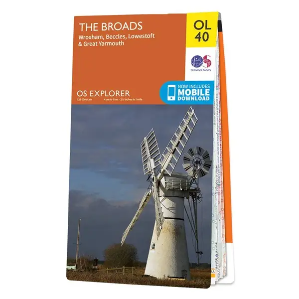 Ordnance Survey Explorer - OL40 The Broads (Wrocham, Beccles, Lowestoft & Greath Yarmouth) 2018 - Sheet OL40 Standard