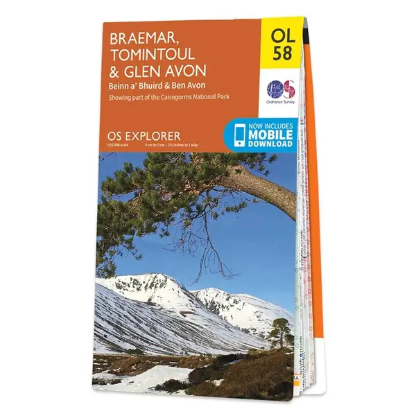 Ordnance Survey Explorer - OL58 Braemar, Tomintoul & Glen Avon (Beinn a' Bhuird & Ben Avon) - Sheet OL58