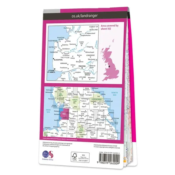 Ordnance Survey Landranger - 102 Preston & Blackpool (Lytham St Anne's) - Sheet 102