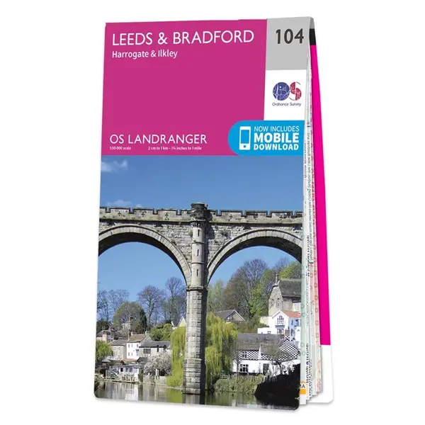 Ordnance Survey Landranger - 104 Leeds & Bradford (Harrogate & Ilkley) - Sheet 104
