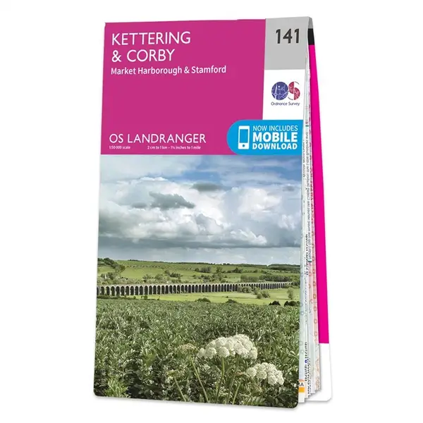 Ordnance Survey Landranger - 141 Kettering & Corby (Market Harborough & Stamford ) - Sheet 141
