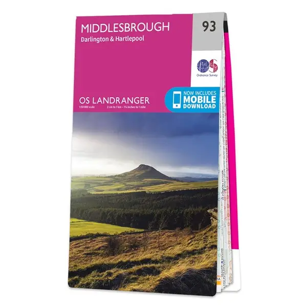 Ordnance Survey Landranger - 93 Middlebrough (Darling & Hartlepool) - Sheet 93
